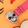 Rhinestones Skull Buckle Belt for Women Men with Rivet Studded Hiphop Belt for Jeans Popular Rockers Waist Accessories