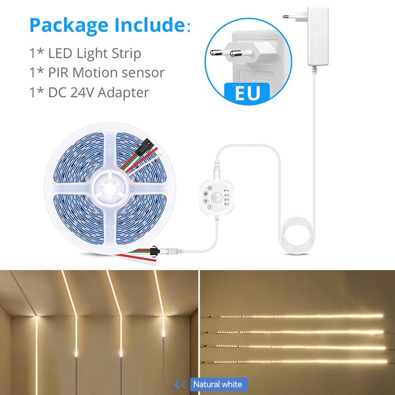 Motion Activate Horse Race LED Strip Light 24V WS2811 Running Water Flowing Light 5M 10M PIR Motion Sensor Night Lamp for Stair Home Decor