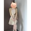 French Coffee Break Yellow Apricot Floral Dress Women's Summer Korean Version New Small Sweet Waist Suspender Short Skirt