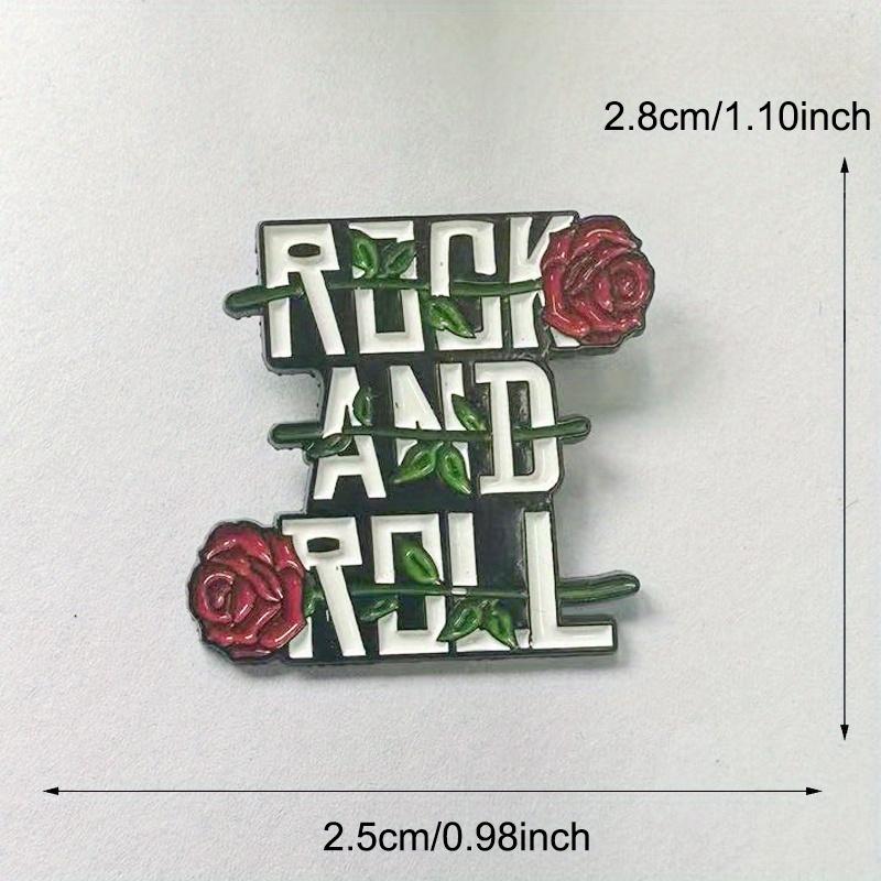 "Rock and Roll" Funny Rose Flower Letter Brooch Badge for Backpacks and Hats Unique Gift Accessory