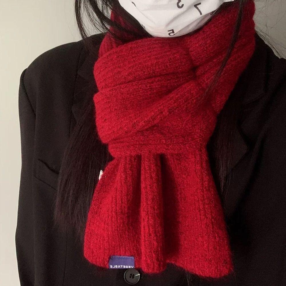 Thicken Cross Scarf Solid Color Short Neckerchief Winter Warm Neck Scarf  Women