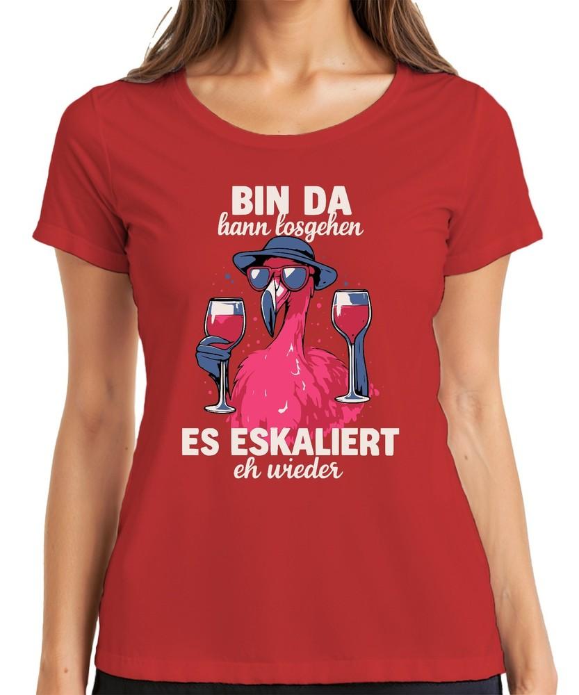 Im Here And Now Escalating Again Anyway Flamingo Wine Party Summer Ladies TShirt