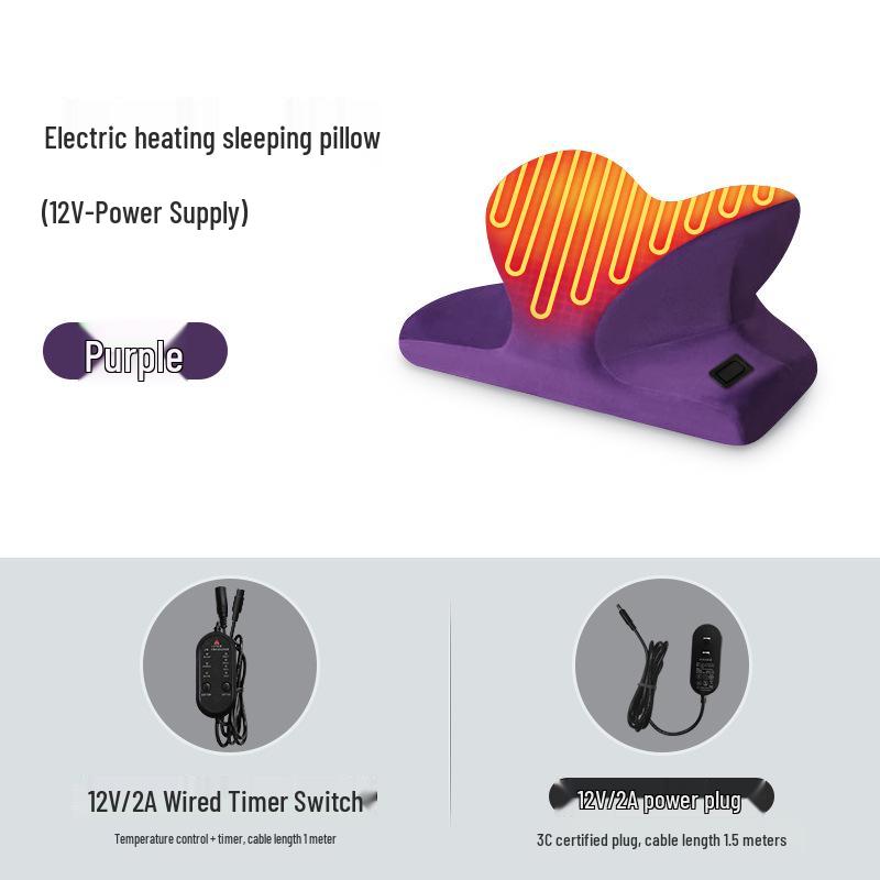 

Electric Heated Nap Pillow with Timer, Temperature Control & Hand-Free Design for Comfortable Office Naps. фиолетовый
