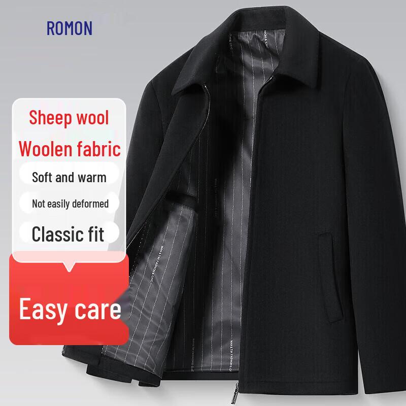 

Romon Men s Wool Blend Lapel Jacket 195