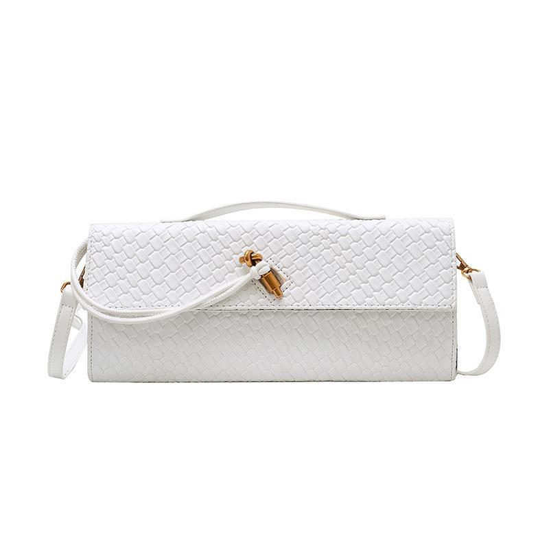 

Новая плетеная сумка, сумка-багет на одно плечо, нишевая, высококлассная, горизонтальная, ручная, вечерняя сумка, кроссбоди, универсальная, с темпераментом белый