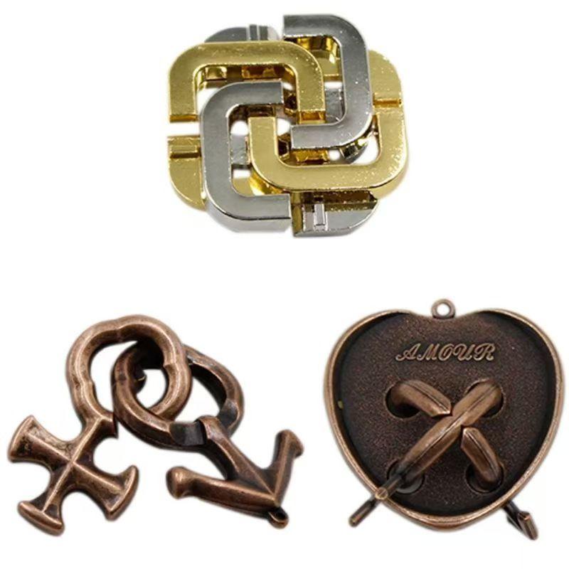 

Креативные литые металлические головоломки 3 шт. Игрушки для решения задач для детей, мальчиков, девочек. Сложные головоломки. Игры на сообразительность.