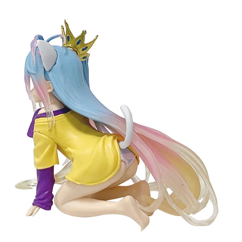 10cm No Game No Life Anime Figure Desktop Cute Cat Ear Shiro Decoration PVC Model Toy