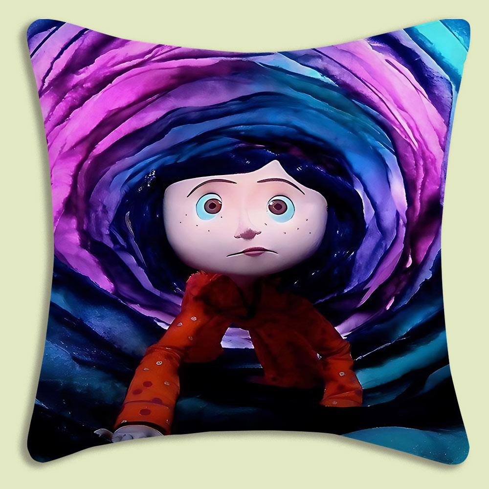 Animation Coraline Pillow Covers Cartoon Sofa Decorative Home Doublesided Printing Short Plush Cute Cushion Cover