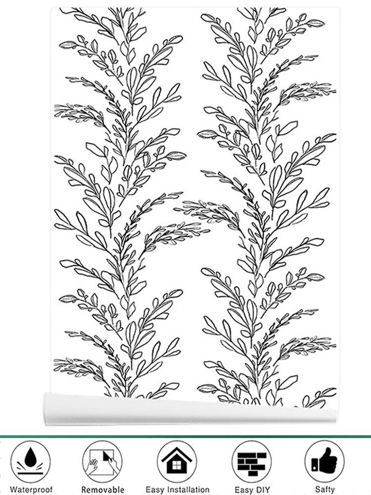 Boho Peel and Stick Wallpaper Stripe Herringbone Black White Vinyl Self Adhesive Room Decor Contact Paper 45cm wide