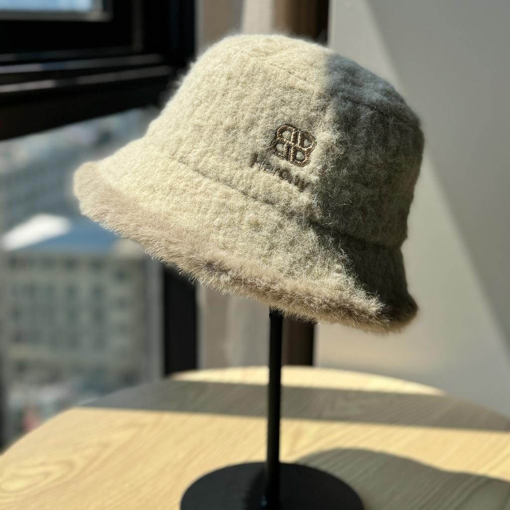 New Plush Fisherman Hat Women's Autumn and Winter New Thick Warm Basin Hat Korean Style Atmosphere Big Head Bucket