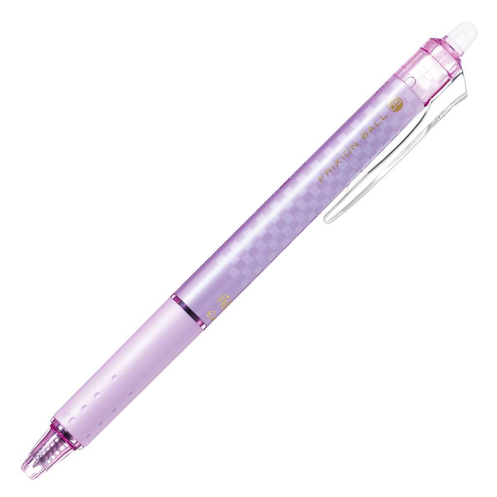 PILOT Frixion Ball Knock Design Series Ballpoint Checkered Purple Pen, Pattern, 0.5mm, (LFBK23EF-DBPUB)