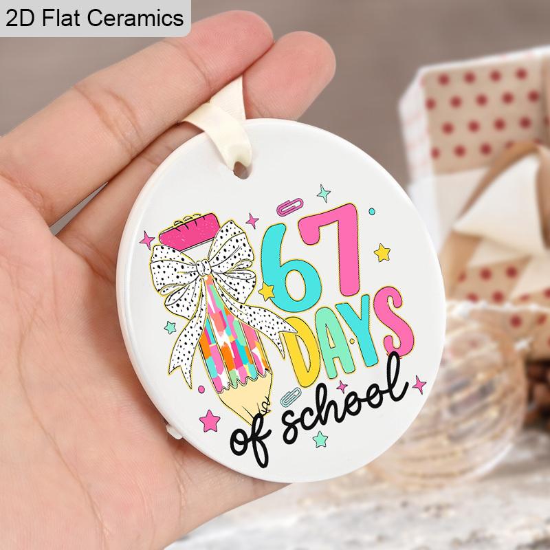 1pc/4pcs School Season, Six Seven Days of School, Smarter Teach Love Inspire Pattern, Ceramic Ornament Hanging Decor, Home Party Decor