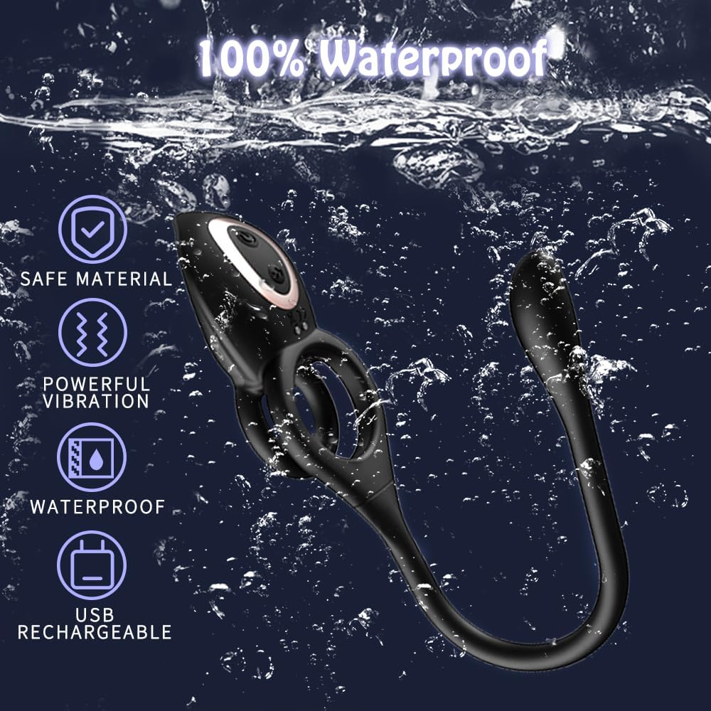 Prostate Massager with Penis Ring Anal Vibrator 10 Vibration Modes Remote Control Anal Plug Penis Ring Male Vibrator Male Erotic Products