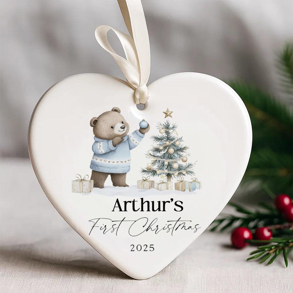 1pc Personalized Baby's First Christmas Ornament Personalized Babys First Xmas Holiday Keepsake 2025 Newborn Xmas Tree Decor