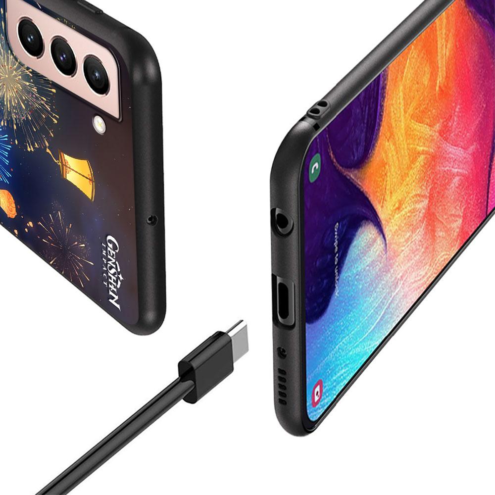 Hu Tao Genshin Impact Case for Samsung Galaxy S23 S10e S10 S21 FE S22 S9 S24 Ultra S20 Plus Soft Black TPU Phone Cover Bumper