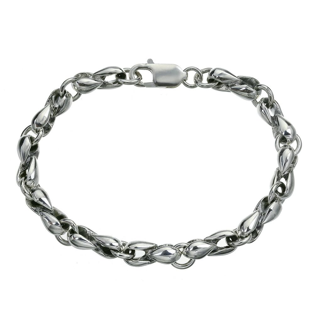 Binich Sterling Silver 925 Tear Link Simple Silver Men's Bracelet, Accessory, Chain, [Size M]