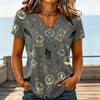 Women's Casual V-Neck Halloween Printed T-Shirt for Holiday Party and Everyday Wear
