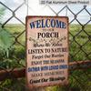 2D Flat, 1pc Vintage "Welcome To Our Porch" Aluminium Sign - 8"x12" Rustic Farmhouse Porch Decor, Inspirational Family & Nature Wall Art, Perfect for