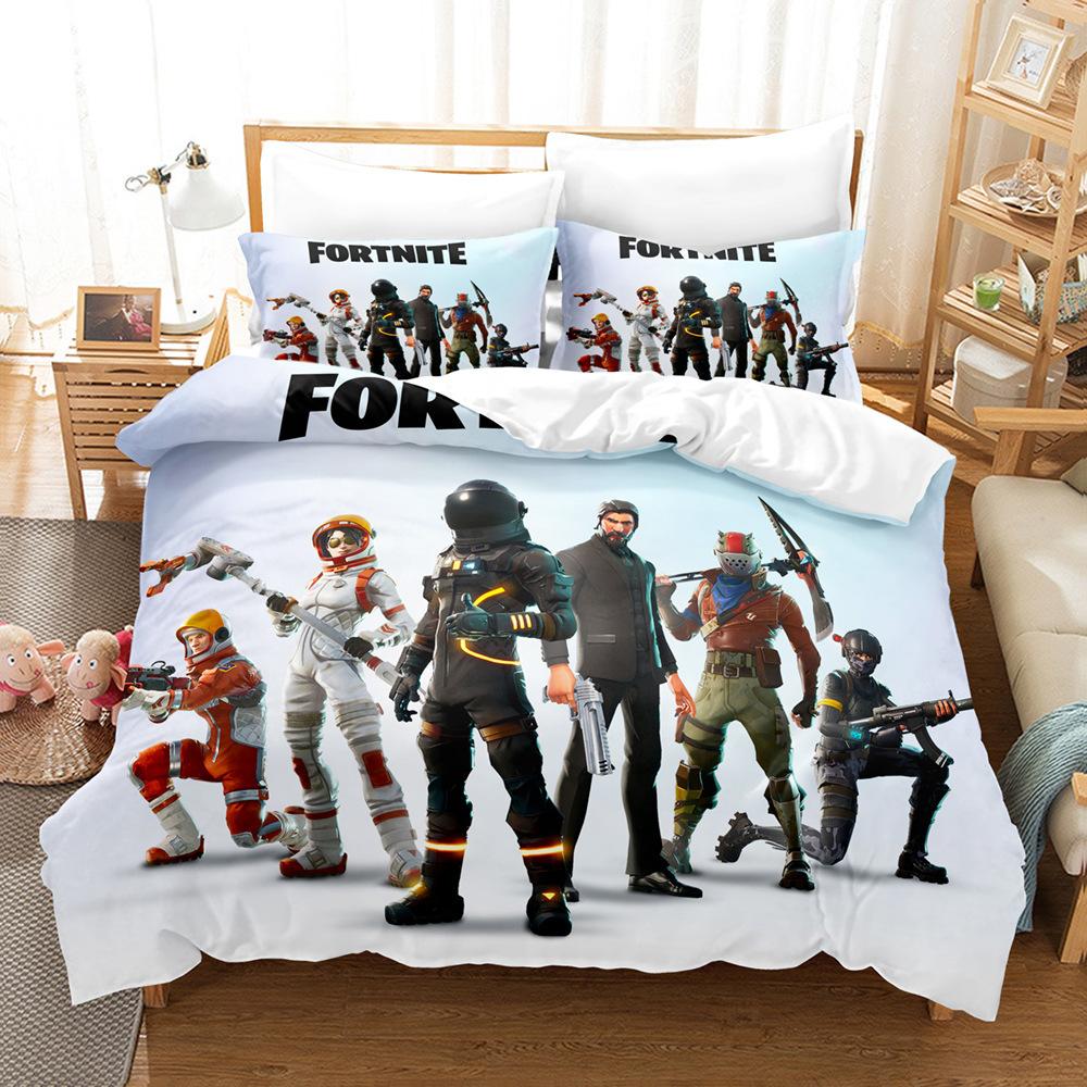 Cartoon Game Mini World Fortnite Quilt Set Three-Piece Digital Printing Three-Piece Set
