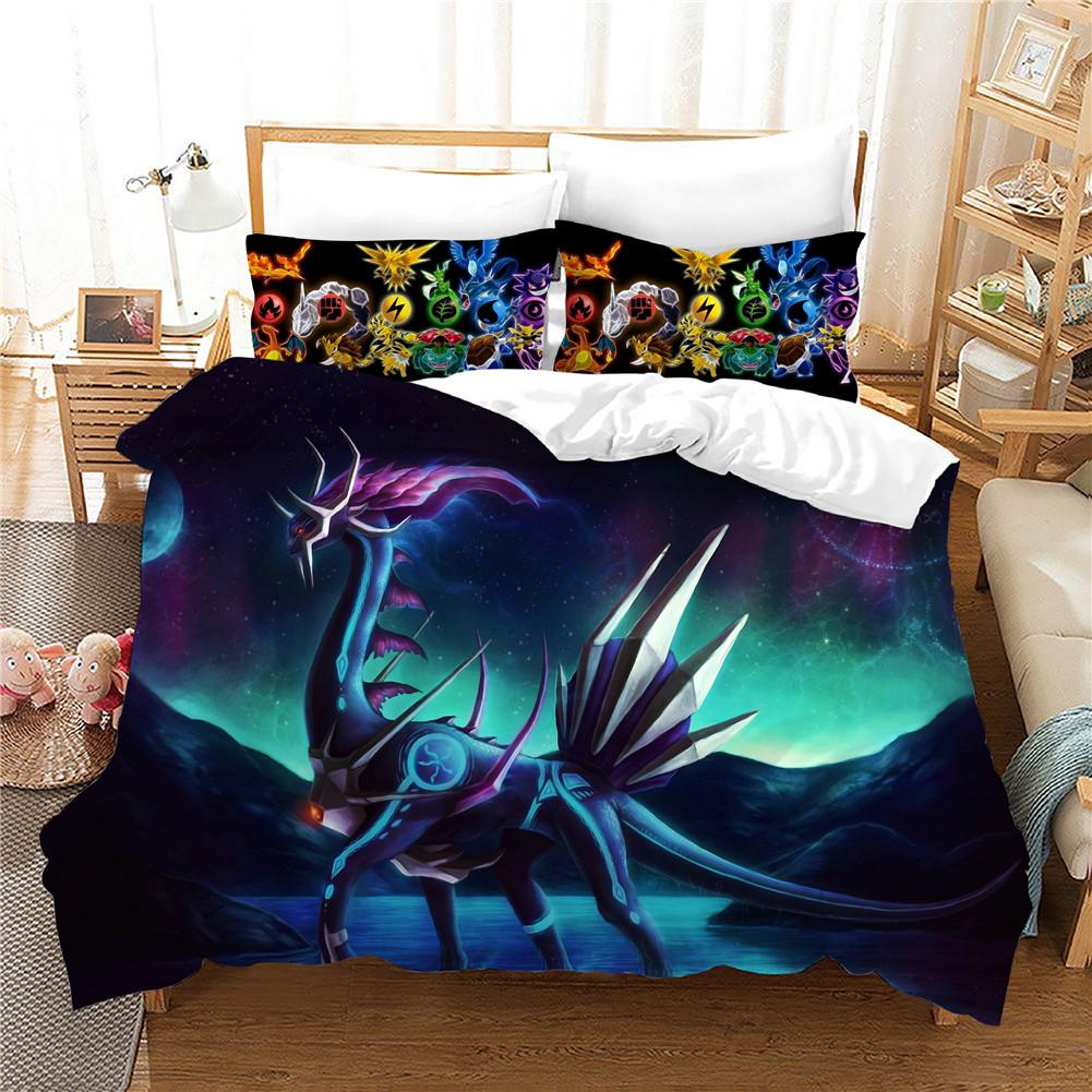 Cartoon Charmander Bedding Sets Comforter Quilt Bed Cover Charizard Duvet Cover PillowCase Kids Adult Size Home Textiles