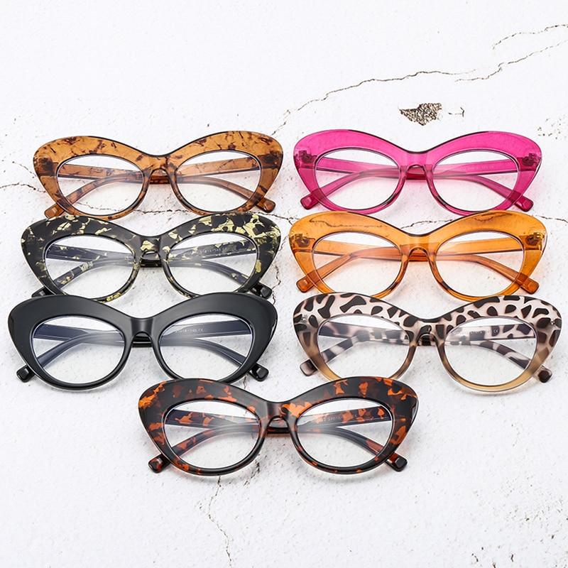 SO&EI Retro Clear Anti-Blu-Ray Lens Eyewear Fashion Colorful Cat Eye Women Optical Glasses Frame Spring Hinge Men Leopard Frame