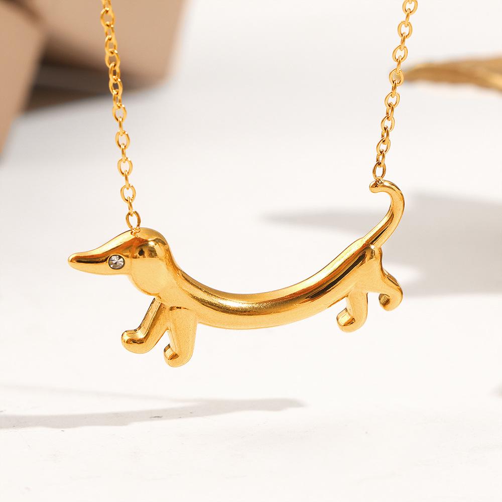 2026 European American Sausage Dog Stainless Steel Necklace – Cute & Creative Clavicle Chain for Women