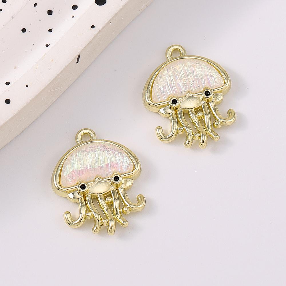 5pcs Cute Crystal Jellyfish Pendant Charms for Jewelry Making Necklace Earrings Bracelet DIY Handmade Accessories