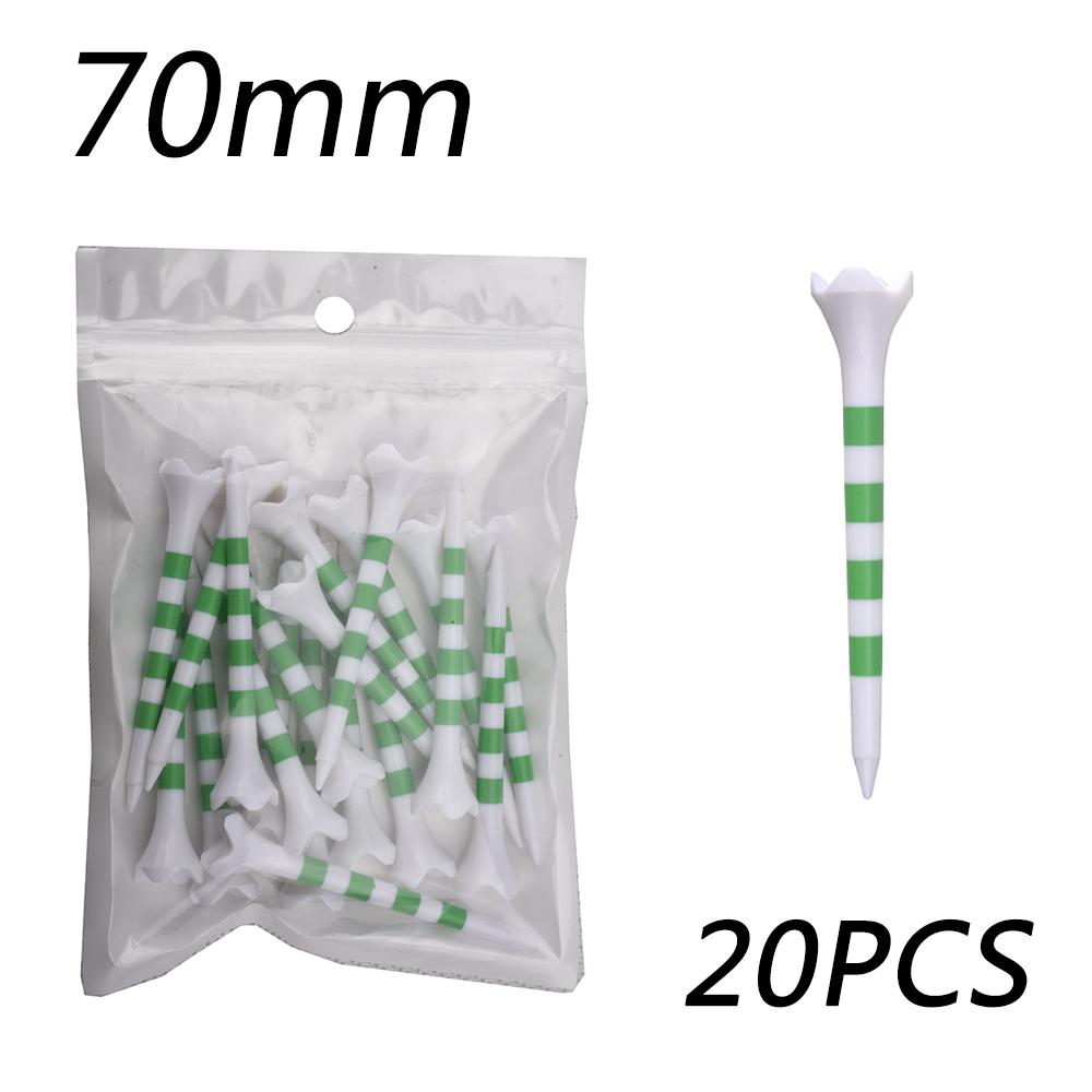 20pcs/Bag Plastic Golf Tee With Red/Black/Blue/Pink/Green Stripe Marking, Durable, Golf Supplies