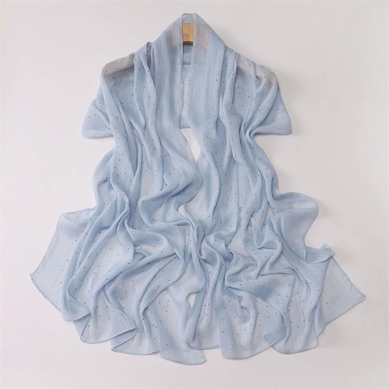 Plain Wrinkle Rhinestone Shiny Dot Shimmer Shawls Scarf High Quality Wrap Beach Pashmina Stole Bufandas Muslim Hijab 180*70Cm