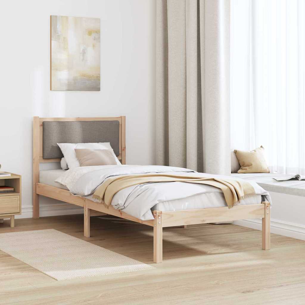 Bed Frame with Headboard Taupe 80 x 200 cm Solid Pine Wood