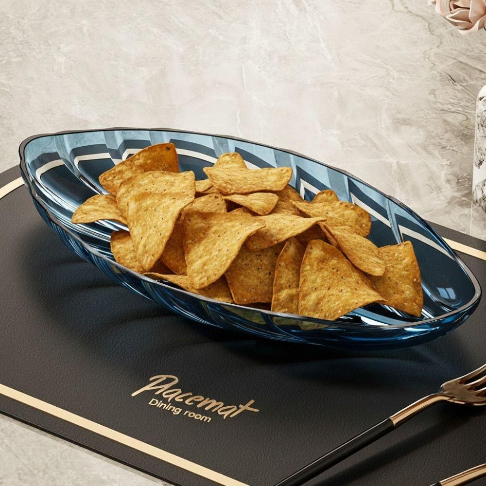 Easy To Clean Transparent Leaf Shape Snack Serving Dish Thickened Plastic Candy Tray Large Capacity Fruit Plate Dinning Table
