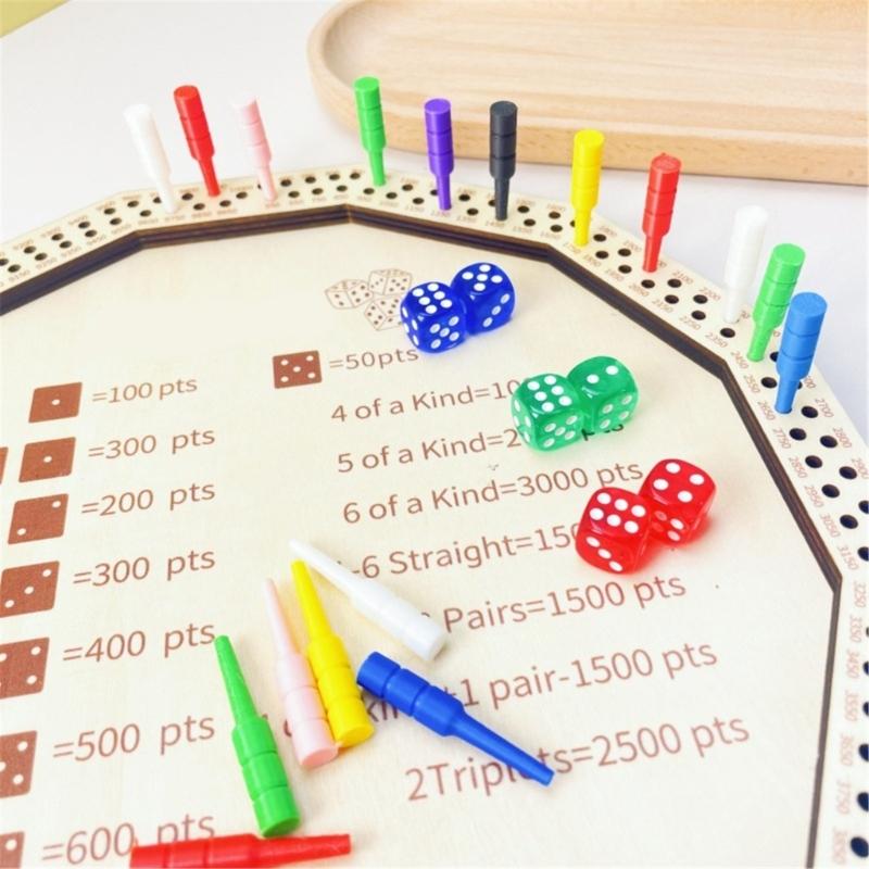 Portable Wooden Board Game Set with Farkle Dices and Dices Tray for Hours of Fun with Friend and Family