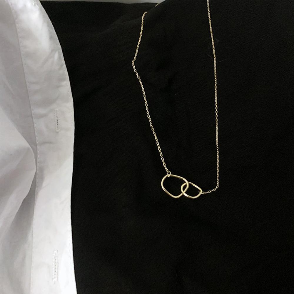 Personality Irregular Simple Double Ring Temperament Neck Chain Choker Necklace Clavicle Chain