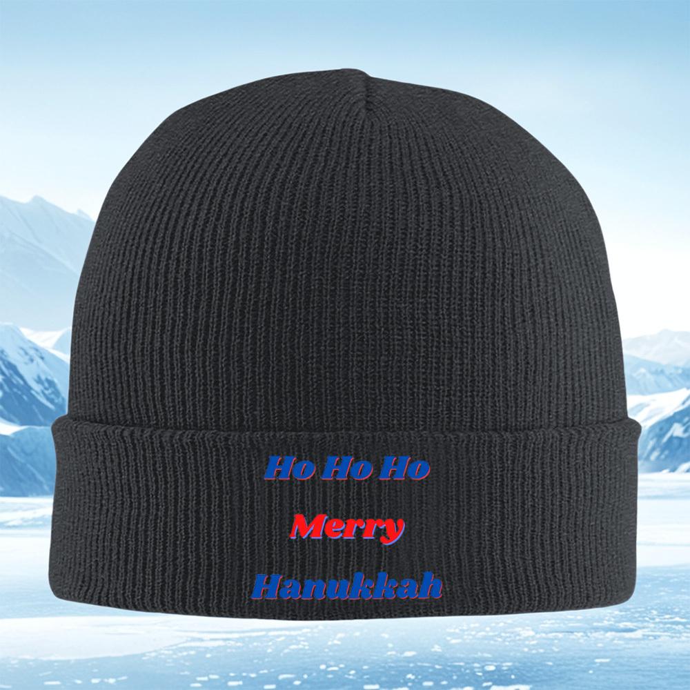 Ho Ho Ho Merry Hanukkah Men Women Unisex Knitted Hat Beanie Pullover Cap Winter Thermal Warm Christmas Outdoor Cycling Hiking Sk