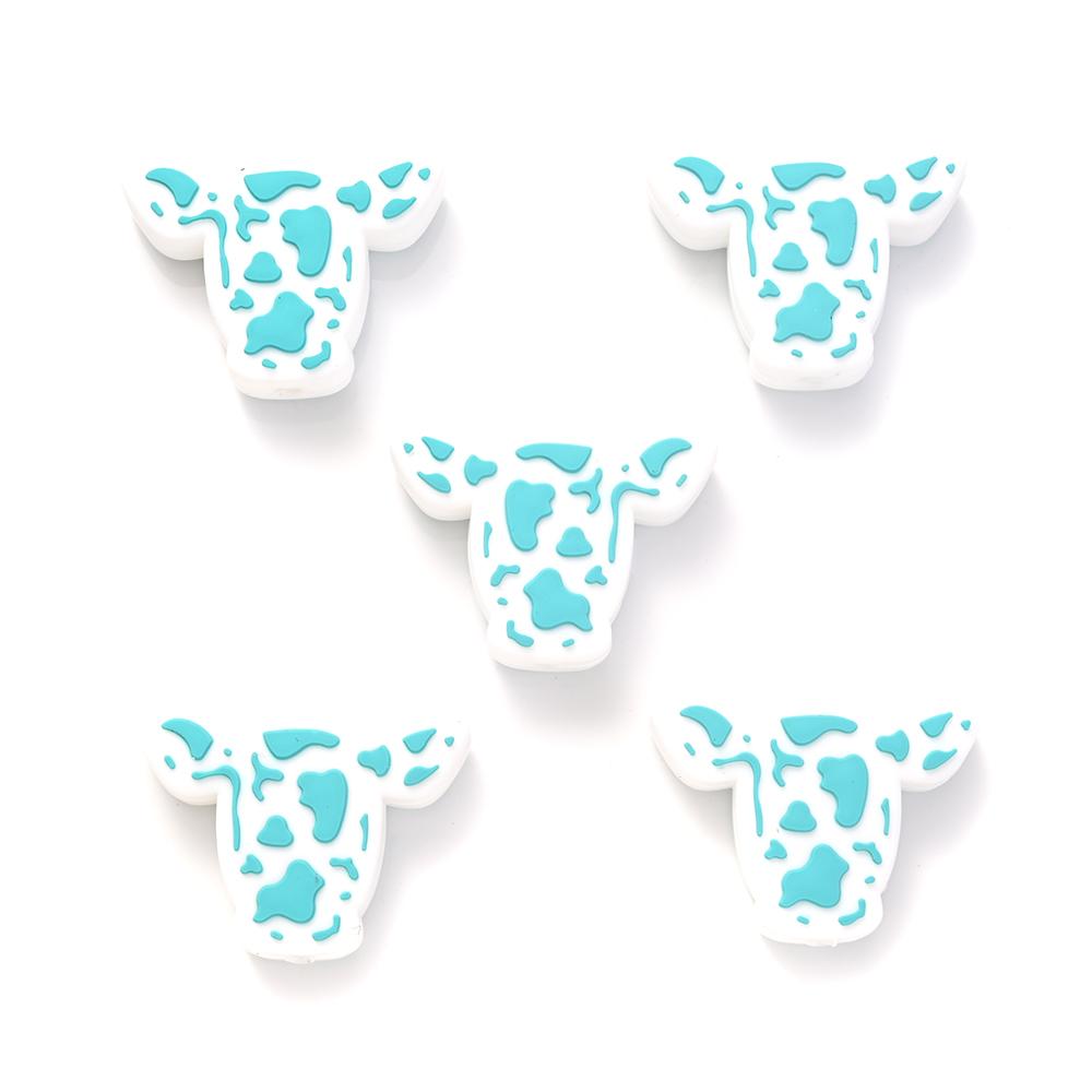 10pcs Cartoon Silicone Animal Design Food Grade Focal Teether Beads Baby Chew Toy Teething Necklace DIY Nursing Jewelry Making