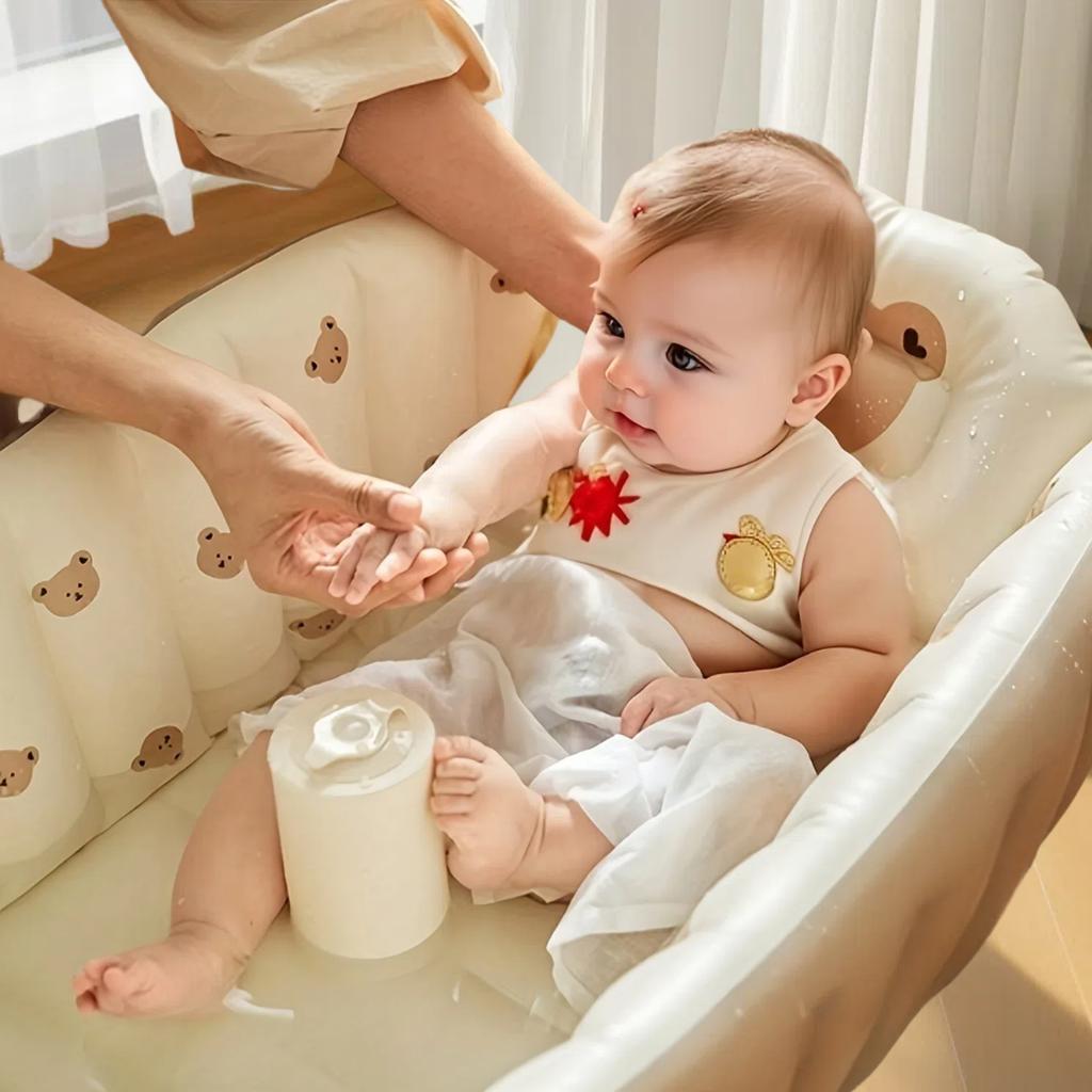 Baby Shower Gadget Can Sit and Lie Down Inflatable Bathtub Newborn Home Shower Basin Can Be Folded Portable Bathtub for 0 Year+