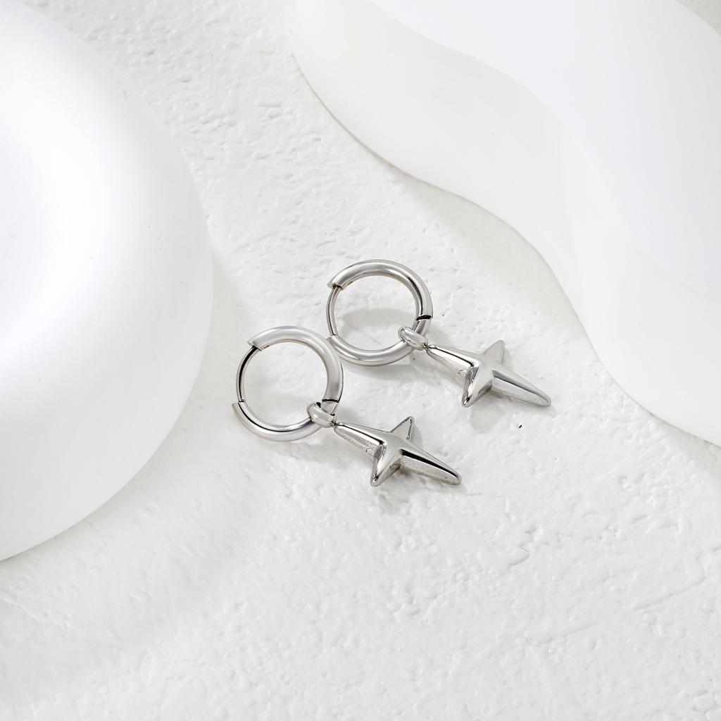 Minimalist Circle Cross Pendant Earrings for Men and Women Trendy Hip-Hop Jewelry Accessories Lightweight Luxury Waterproof Gift