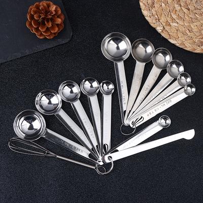 4/6/8Pcs Set Stainless Steel Measuring Spoon Cup With Scale Measuring Ruler Egg Beater Spoon Outdoor Tableware