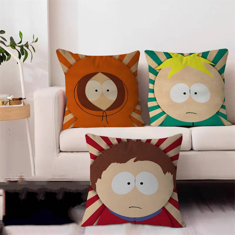 Cartoon S-South-Park Pillow Covers Cartoon Sofa Decorative Home Double-sided Printing Short Plush Cute Cushion Cover