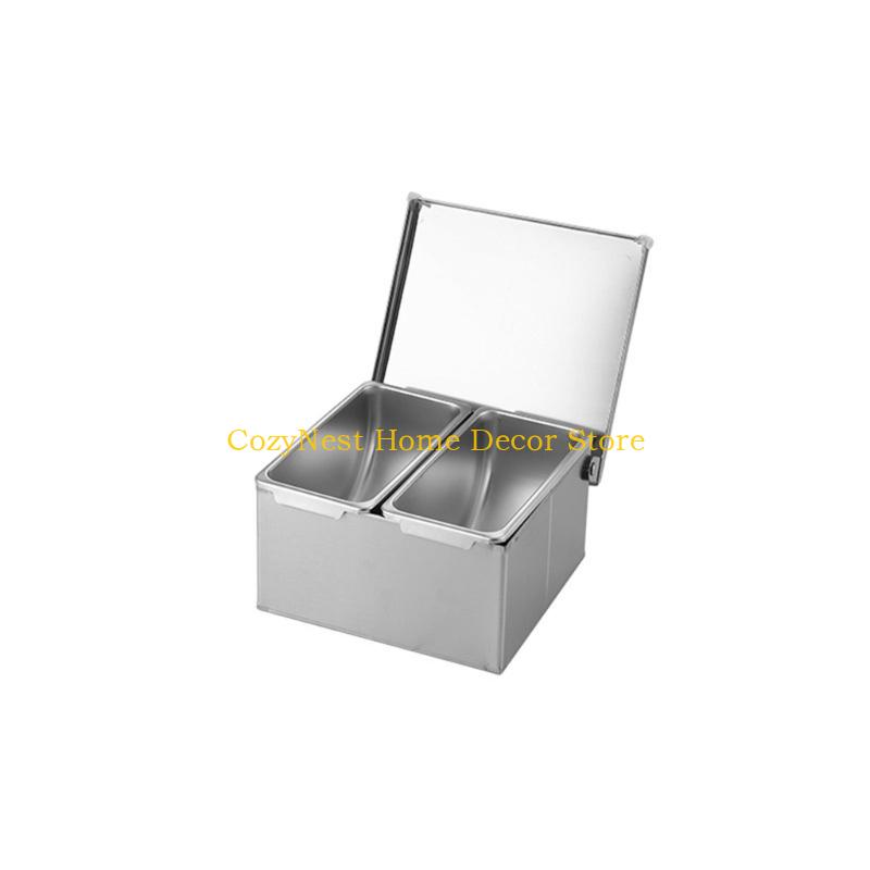 92MF Practical Nonrust Steel Spice Storage Box Multi Section Kitchen Essential For Organized Cooking And Meal Preps