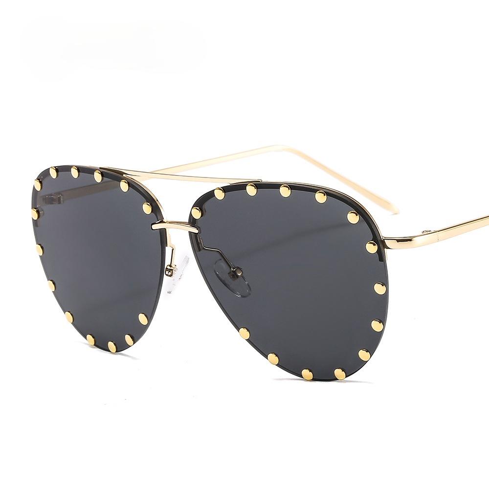 Bai Fen Bai Electronic 3C Women's Metal Rivet Pilot Sunglasses Luxury Personality Glasses Designer Eyewear Shades Uv400