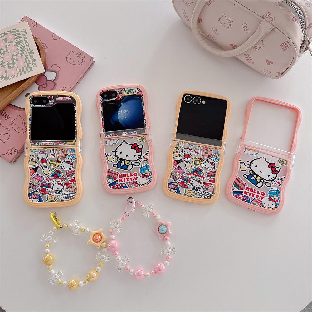 Hello Kitty Soft PC Protective Case with Lanyard for Samsung Galaxy Z Flip Series