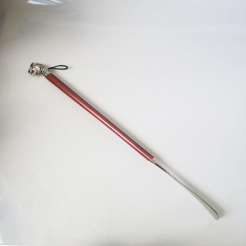Metal Alloy Lion & Horse Head Zodiac Solid Wood Long Shoehorn