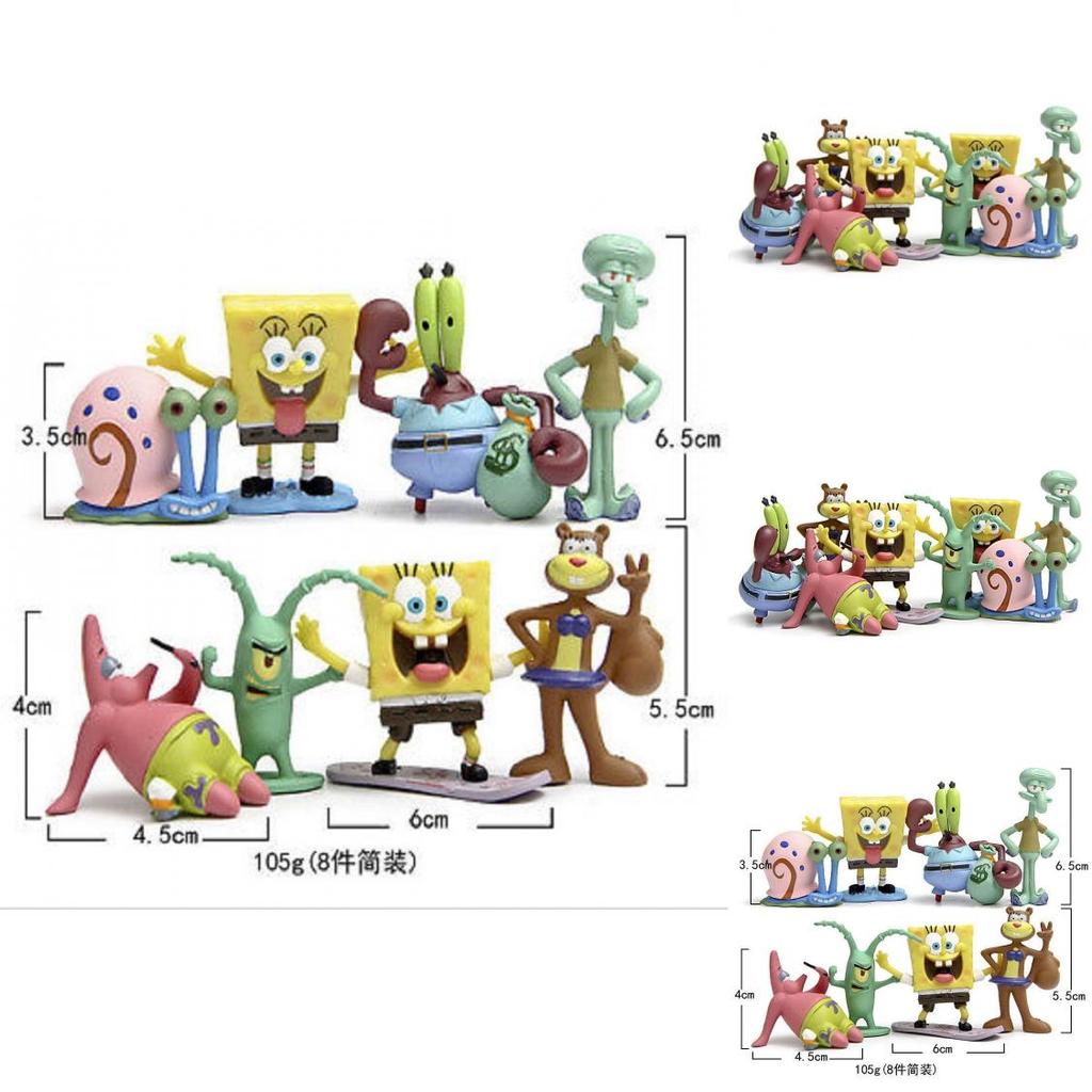 Spongebob Squarepants Patrick Star Squidward Pvc Figure Toy Set For Children 8pcs/lot