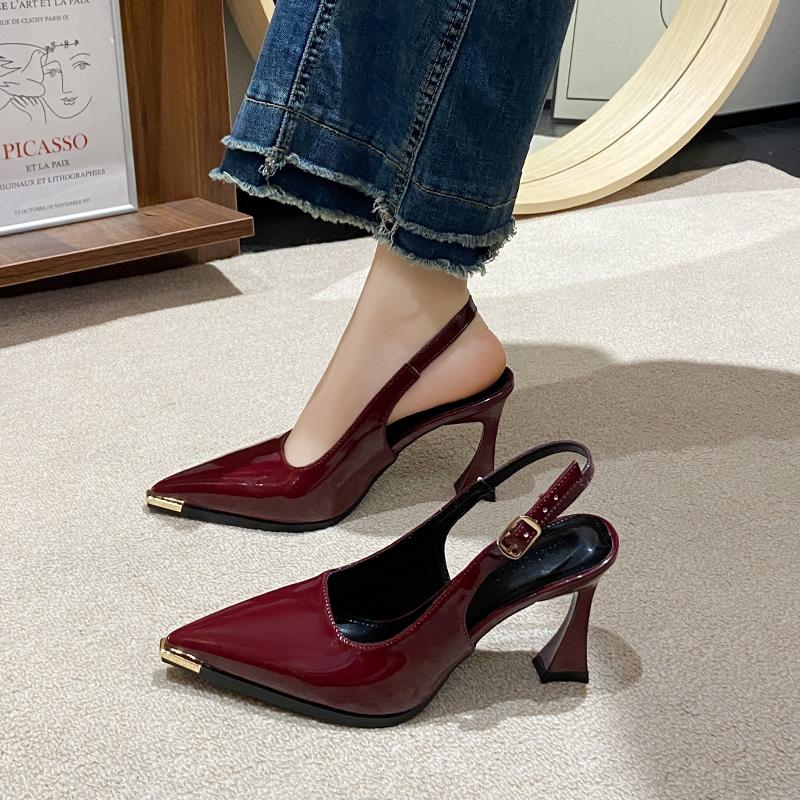 Fashion Summer 2025 New Women Black Fashion Sandals Woman Heels Pumps Sexy Pointed Toe Sandalias Female High Heels Shoes Women