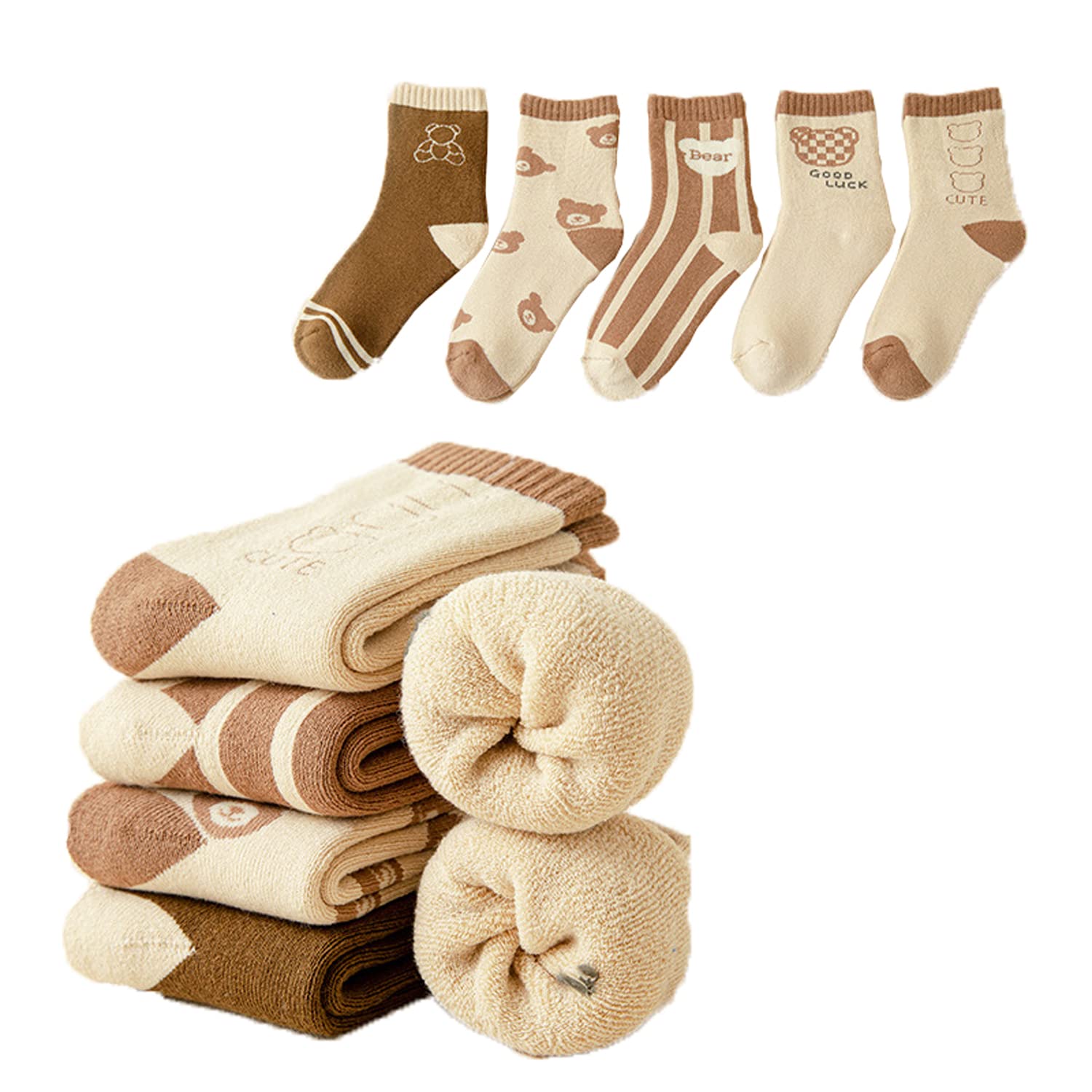 

Детский набор из 5 носков для тепла и холода, забавный детский, предотвращает чувствительность к походу в школу, подарок [Mskikefly] Носки, пары, красочные, милые, для девочек,