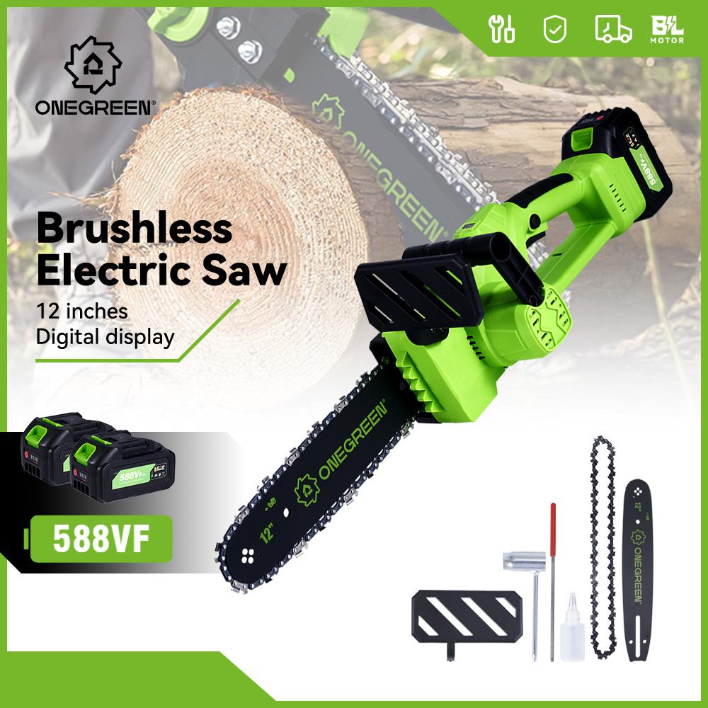 12-Inch Cordless Brushless Electric Chainsaw – Heavy Duty Wood Cutting Tool for Garden & Carpentry | Compatible with Makita 18V Battery