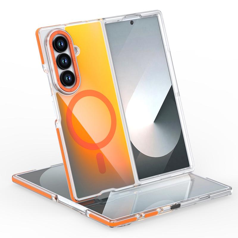 Fashion Radium Colorful Magsafe Phone Case for Samsung Galaxy Z Fold 7 ELVEV Magnetic Wireless Charging Hard PC Soft TPU Aluminum Button Back Cover