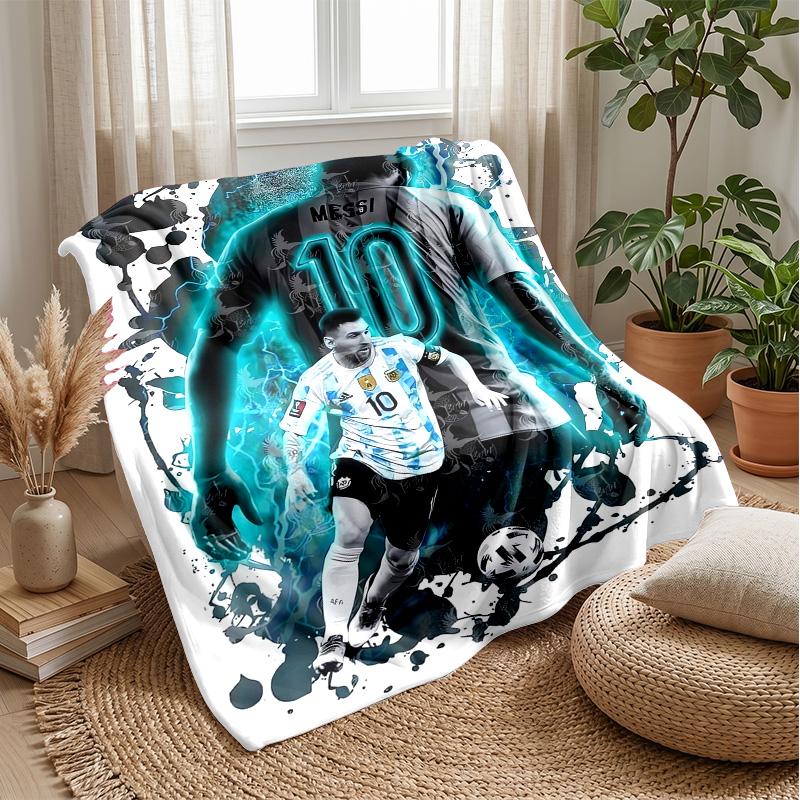 Lionel Messi Theme Blanket Soft Flannel Blanket Plush Throw Blanket Cozy Sofa Bed Blanket for Home Decor