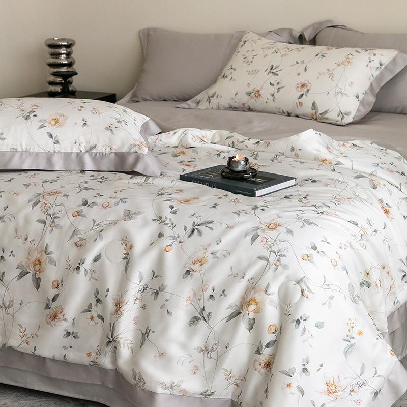 Double-Sided Tencel Summer Quilt Set: 100% Lyocell, Machine Washable, Cool, Thin Blanket